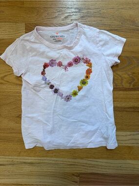 crewcuts Light Pink Short Sleeve Tee with Floral Heart Graphic